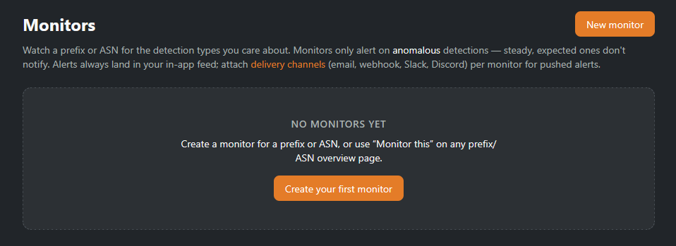 The monitors page